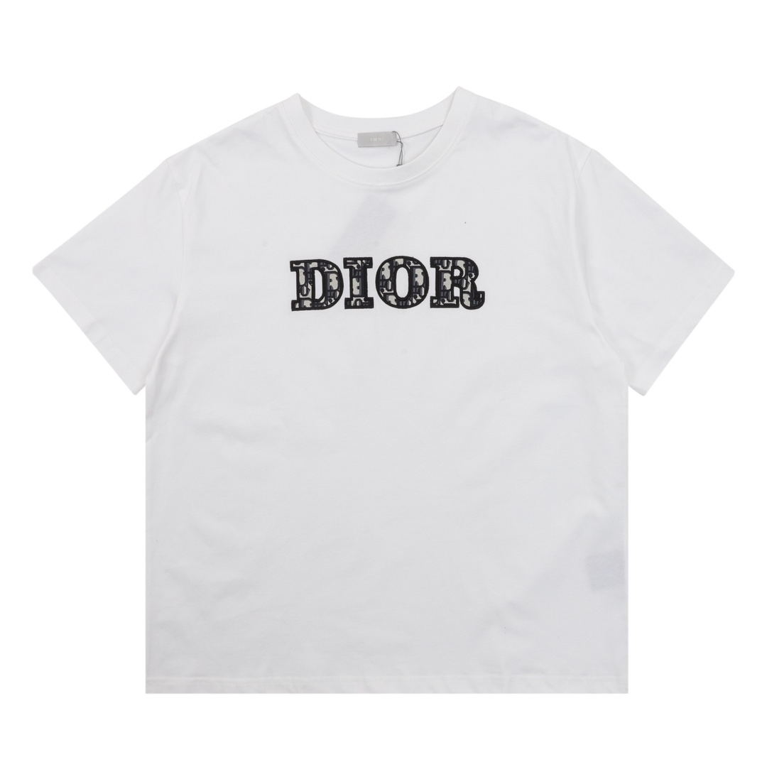 💰70 DIOR/迪奥 老花字母刺绣短袖T恤 size:S-L