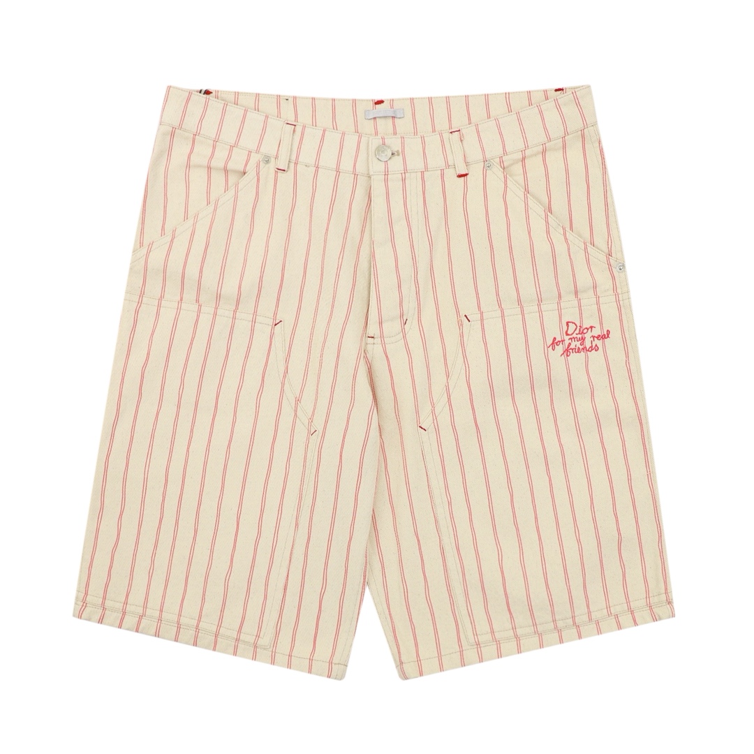 💰140 Dior/迪奥 25ss 口袋条纹Dio字母短裤-红线 Size:46-52