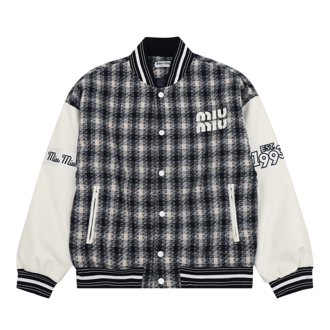 💰280 Miumiu/缪缪 贴布刺绣拼接棒球服夹克外套 温馨提示:建议手洗或者干洗!! Size:XS-L