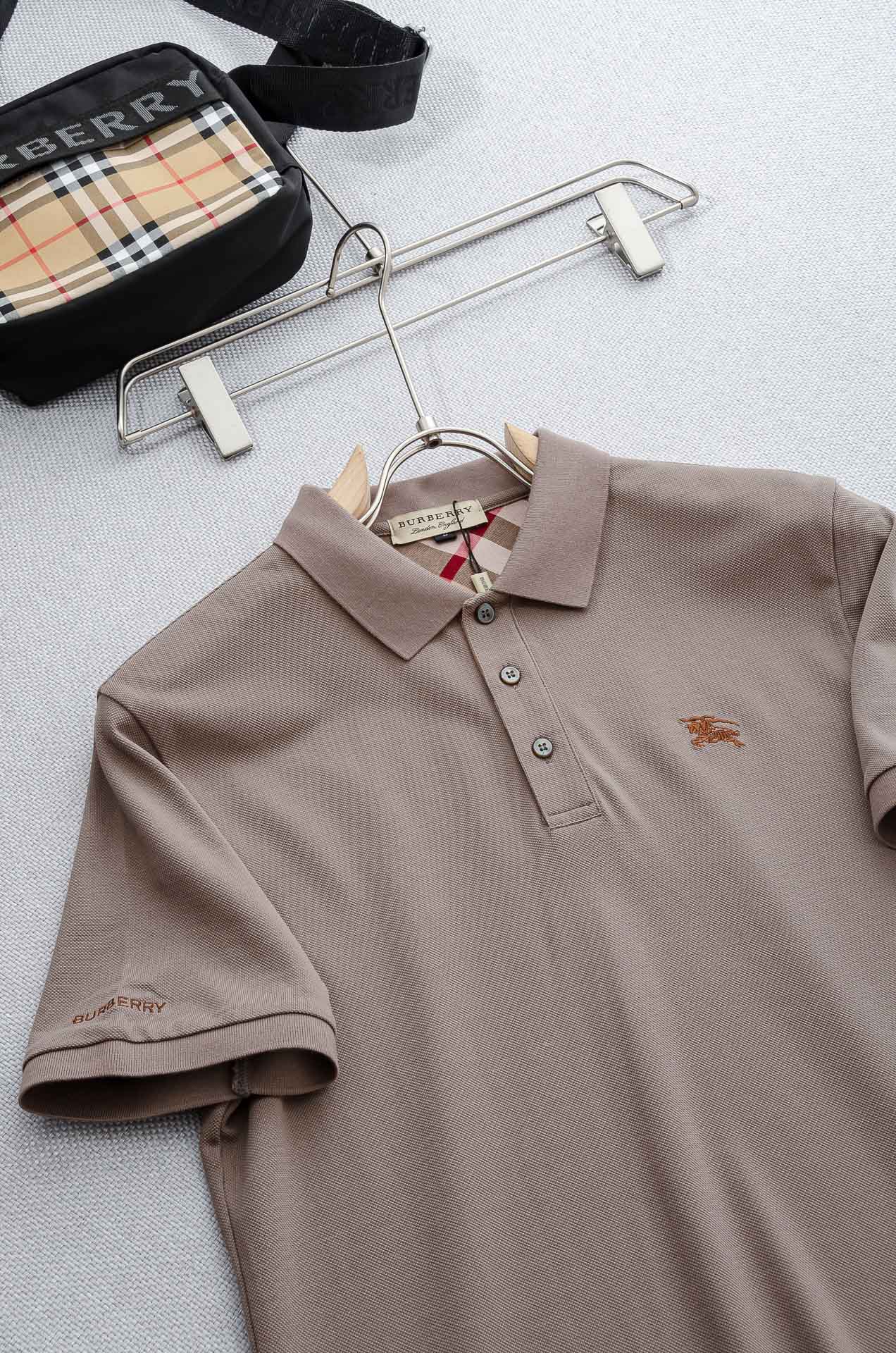 BUR# BE.RRY 巴宝莉 2025//男士商务休闲纯色翻领短袖POLO衫#客供进口100%珠地棉面