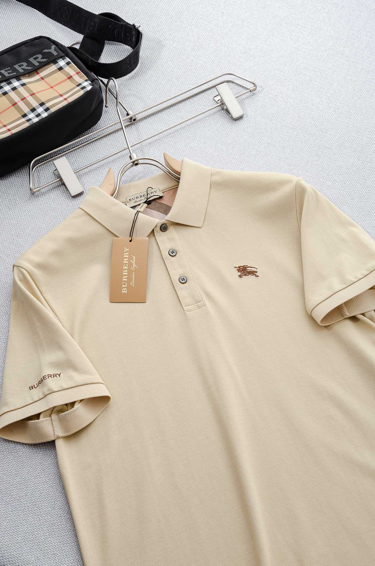 BUR# BE.RRY 巴宝莉 2025//男士商务休闲纯色翻领短袖POLO衫#客供进口100%珠地棉面