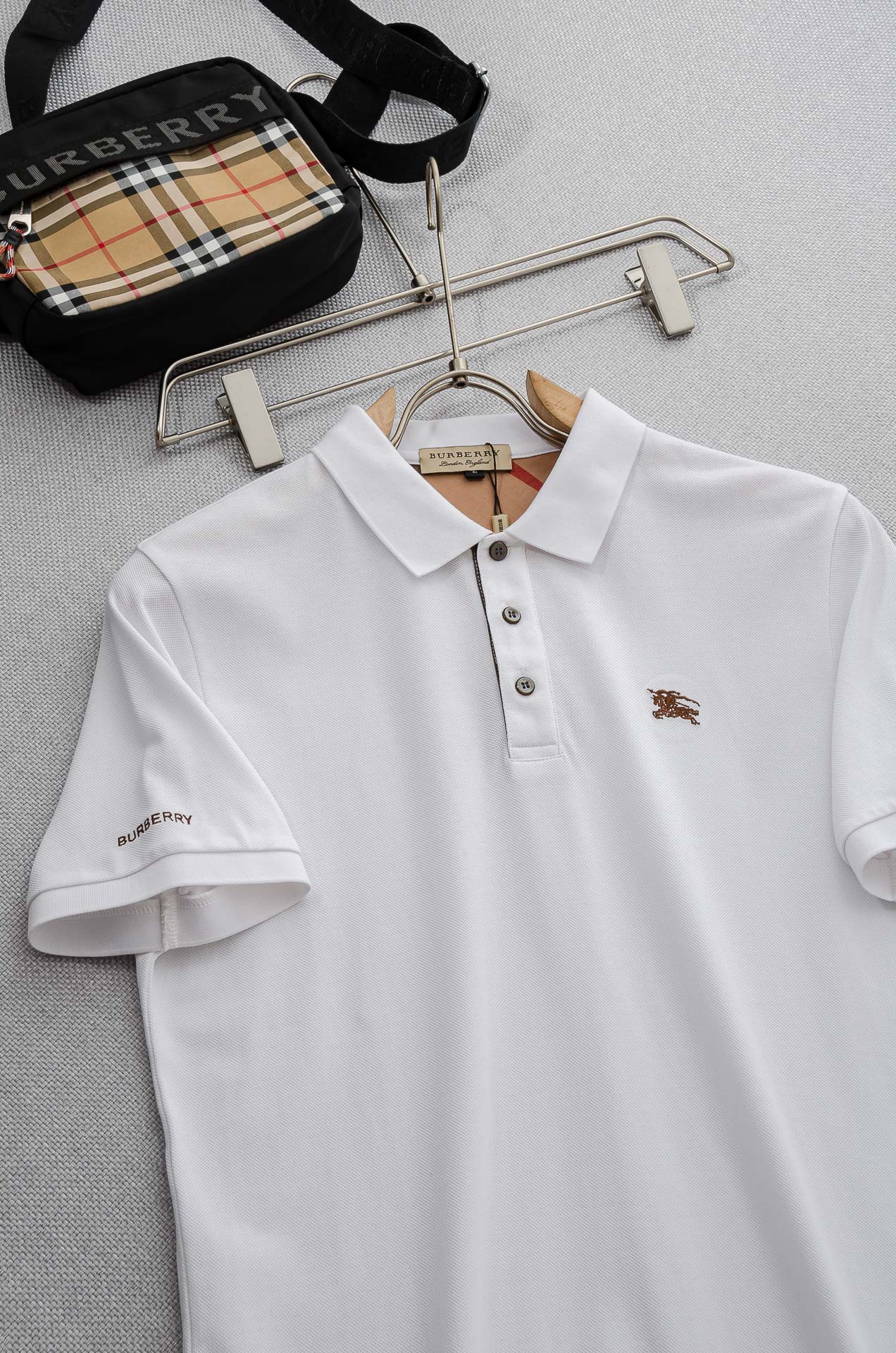 BUR# BE.RRY 巴宝莉 2025//男士商务休闲纯色翻领短袖POLO衫#客供进口100%珠地棉面