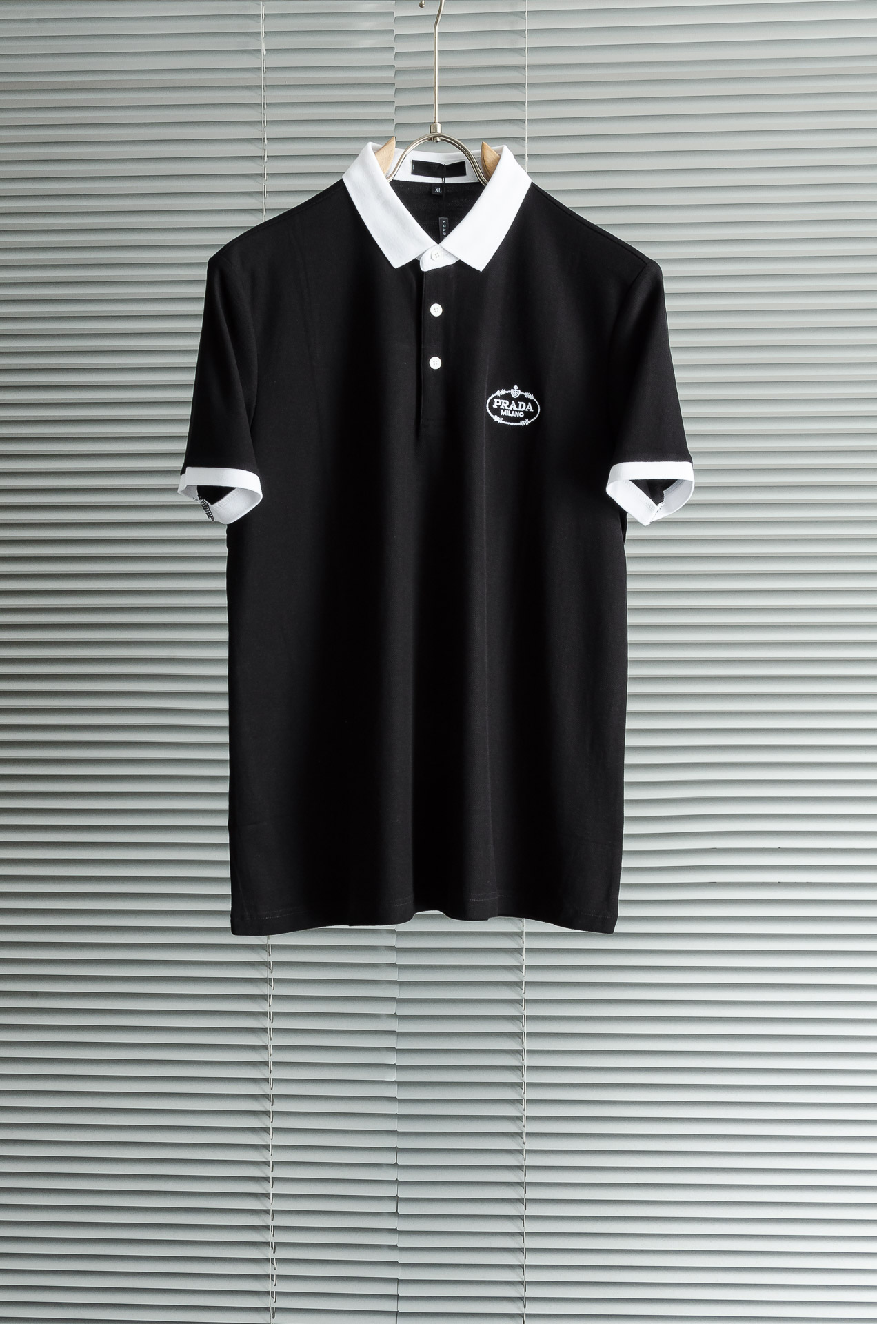 Pra# da 普拉达2025//男士商务休闲纯色翻领短袖POLO衫#客供进口100%珠地棉面料，甄选上