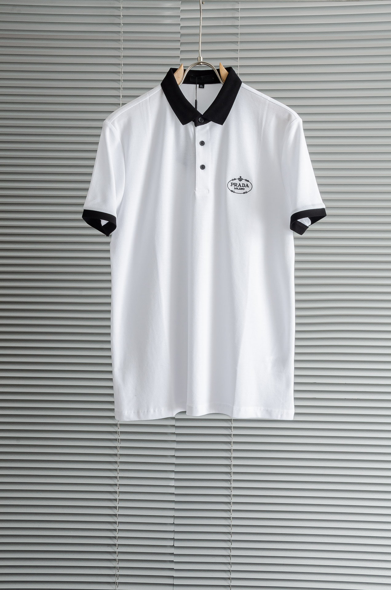 Pra# da 普拉达2025//男士商务休闲纯色翻领短袖POLO衫#客供进口100%珠地棉面料，甄选上