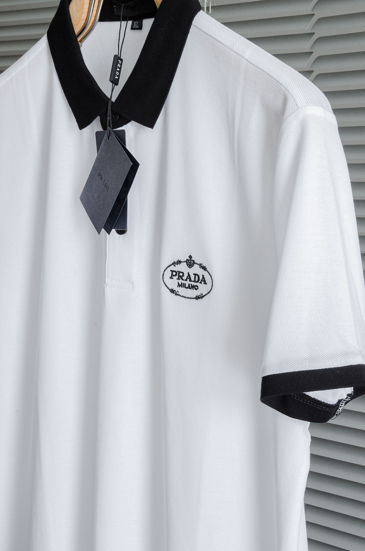 Pra# da 普拉达2025//男士商务休闲纯色翻领短袖POLO衫#客供进口100%珠地棉面料，甄选上