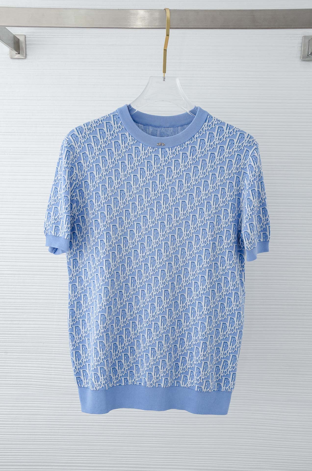 Di#or 迪奥2025SS横机织法100%长绒棉面料舒适透气如婴儿肌肤般男士圆领针织短袖T恤衫#贸易公