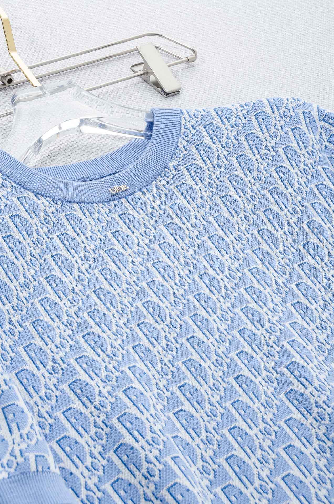 Di#or 迪奥2025SS横机织法100%长绒棉面料舒适透气如婴儿肌肤般男士圆领针织短袖T恤衫#贸易公