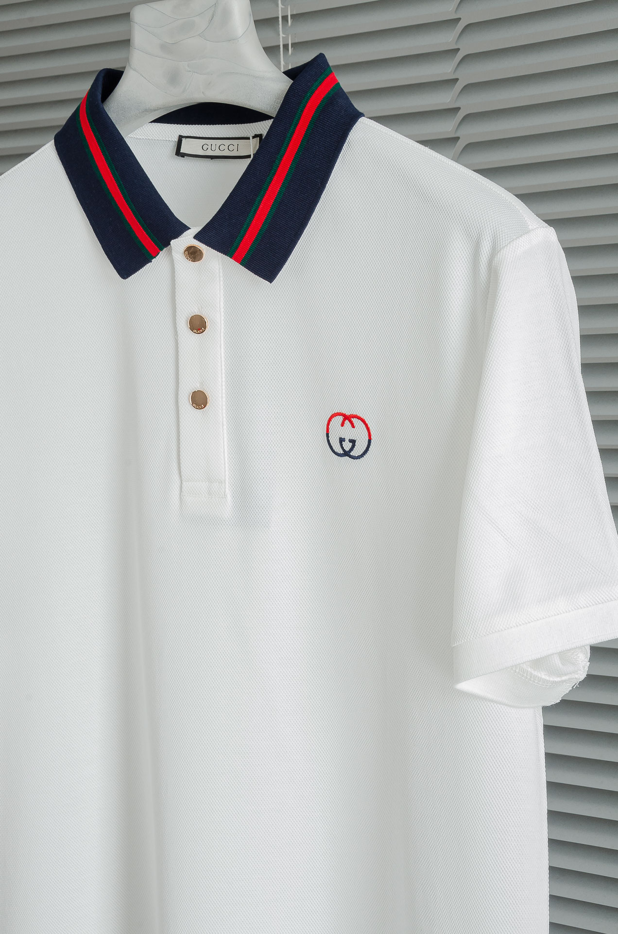 Gucc#*i. 古/驰2025//男士商务休闲纯色翻领短袖POLO衫#客供进口100%珠地棉面料，甄选