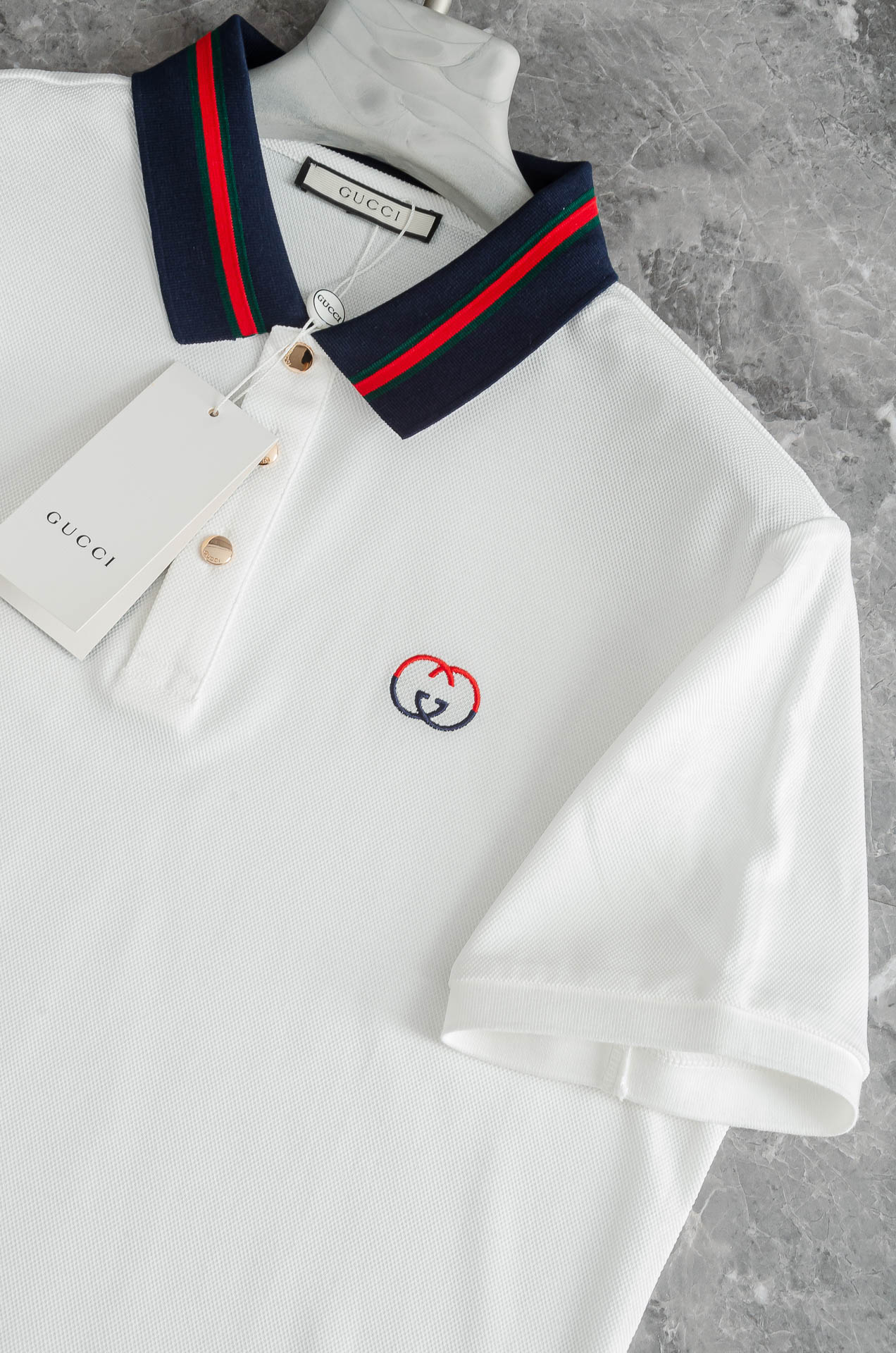 Gucc#*i. 古/驰2025//男士商务休闲纯色翻领短袖POLO衫#客供进口100%珠地棉面料，甄选