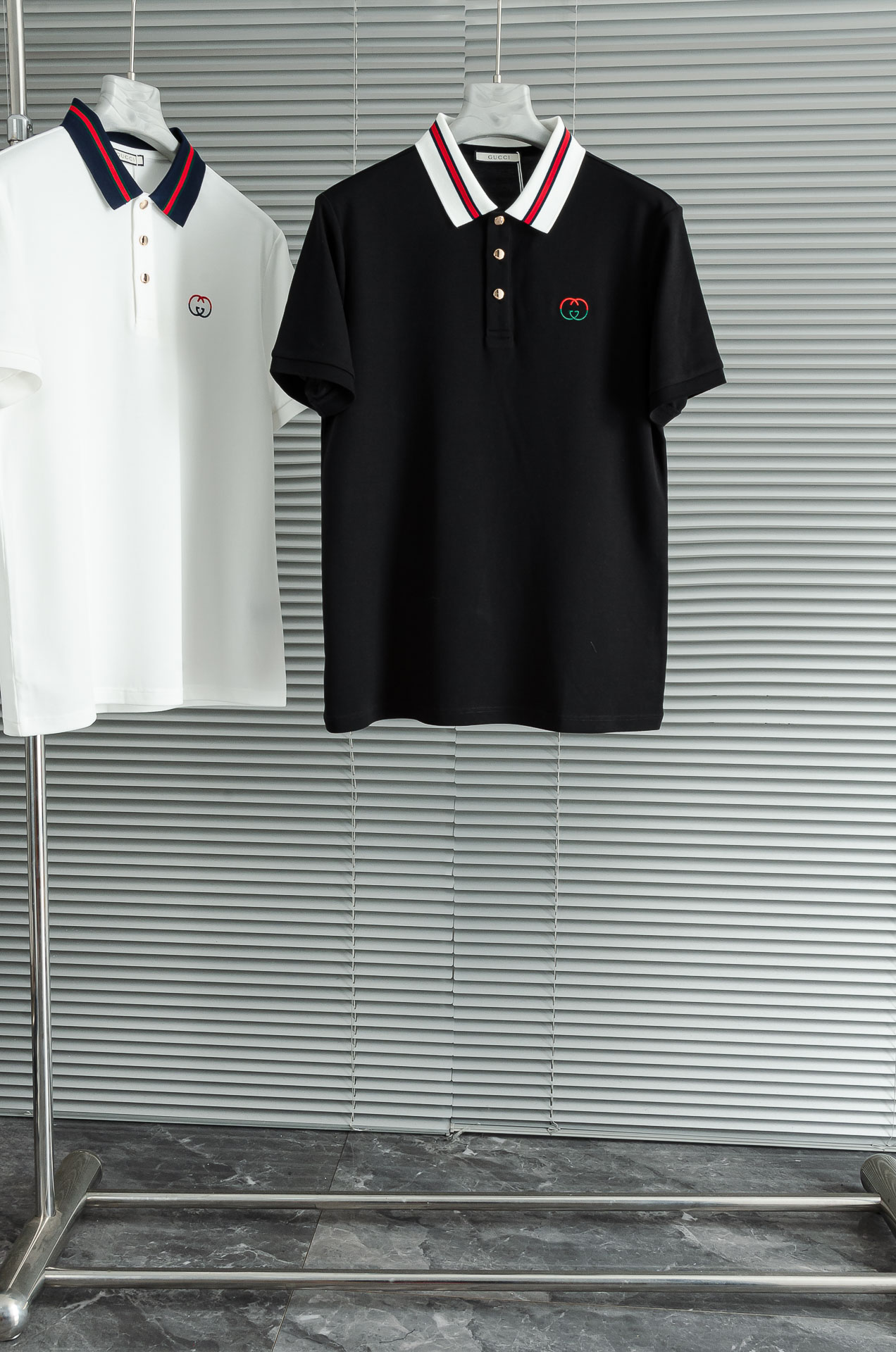 Gucc#*i. 古/驰2025//男士商务休闲纯色翻领短袖POLO衫#客供进口100%珠地棉面料，甄选