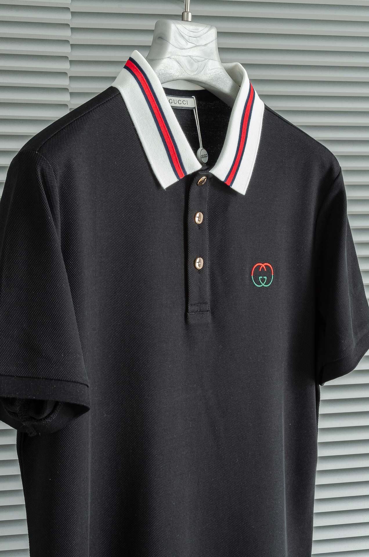 Gucc#*i. 古/驰2025//男士商务休闲纯色翻领短袖POLO衫#客供进口100%珠地棉面料，甄选