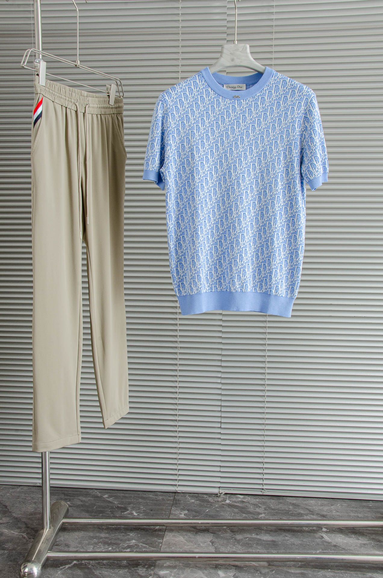 Di#or 迪奥2025SS横机织法100%长绒棉面料舒适透气男士圆领针织短袖T恤衫#贸易公司渠道稀出，