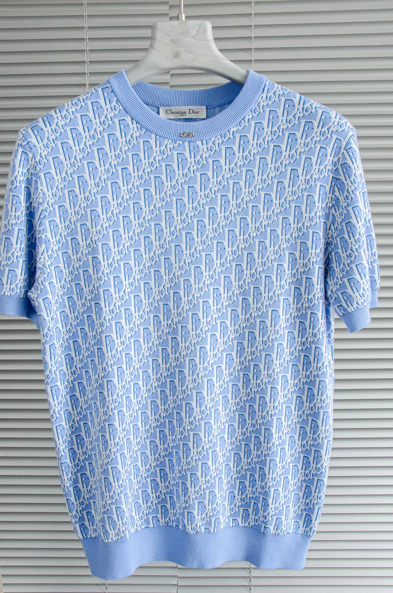 Di#or 迪奥2025SS横机织法100%长绒棉面料舒适透气男士圆领针织短袖T恤衫#贸易公司渠道稀出，