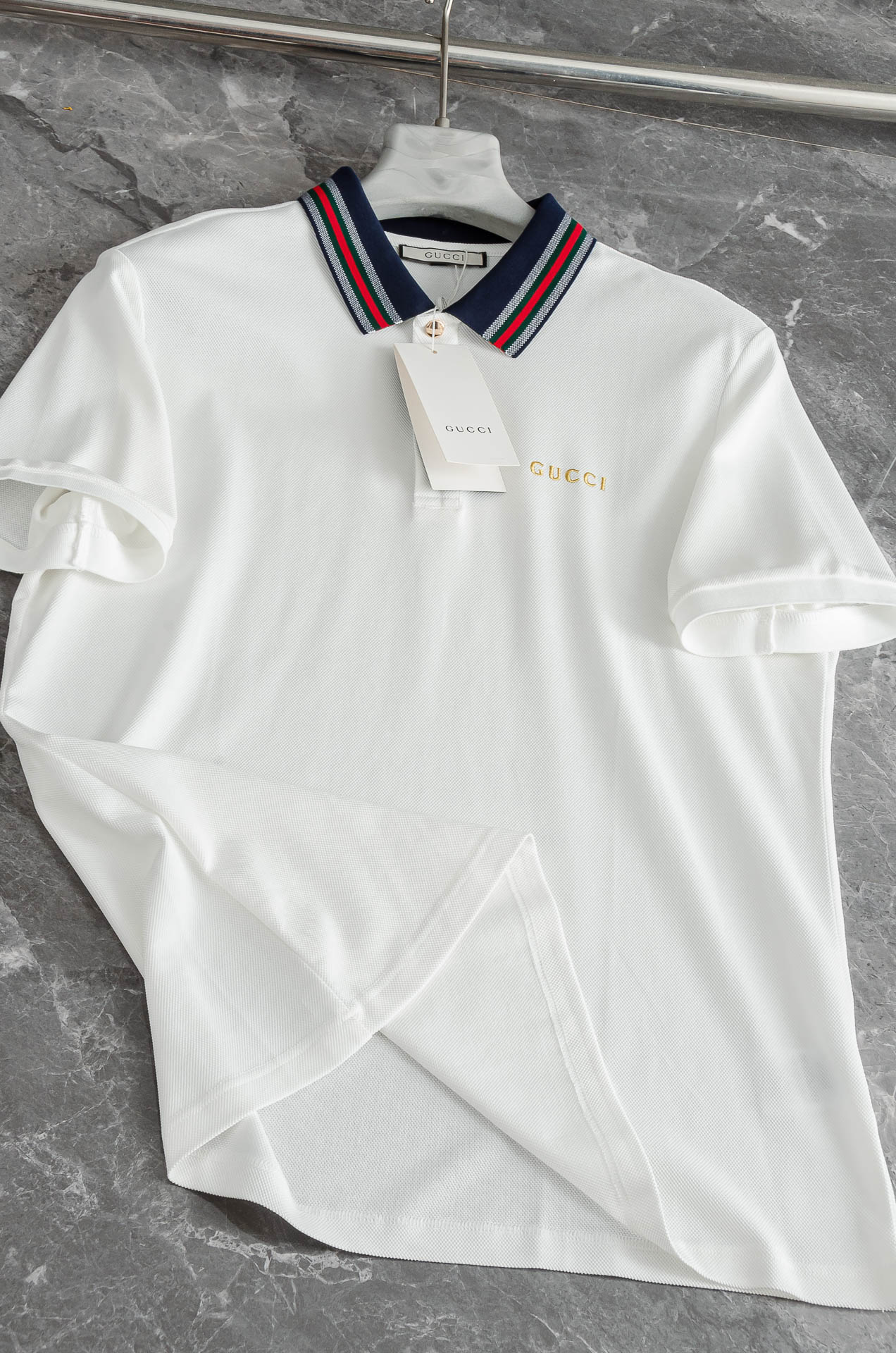 Gucc#*i. 古＊驰2025//男士商务休闲纯色翻领短袖POLO衫#客供进口100%珠地棉面料，甄选