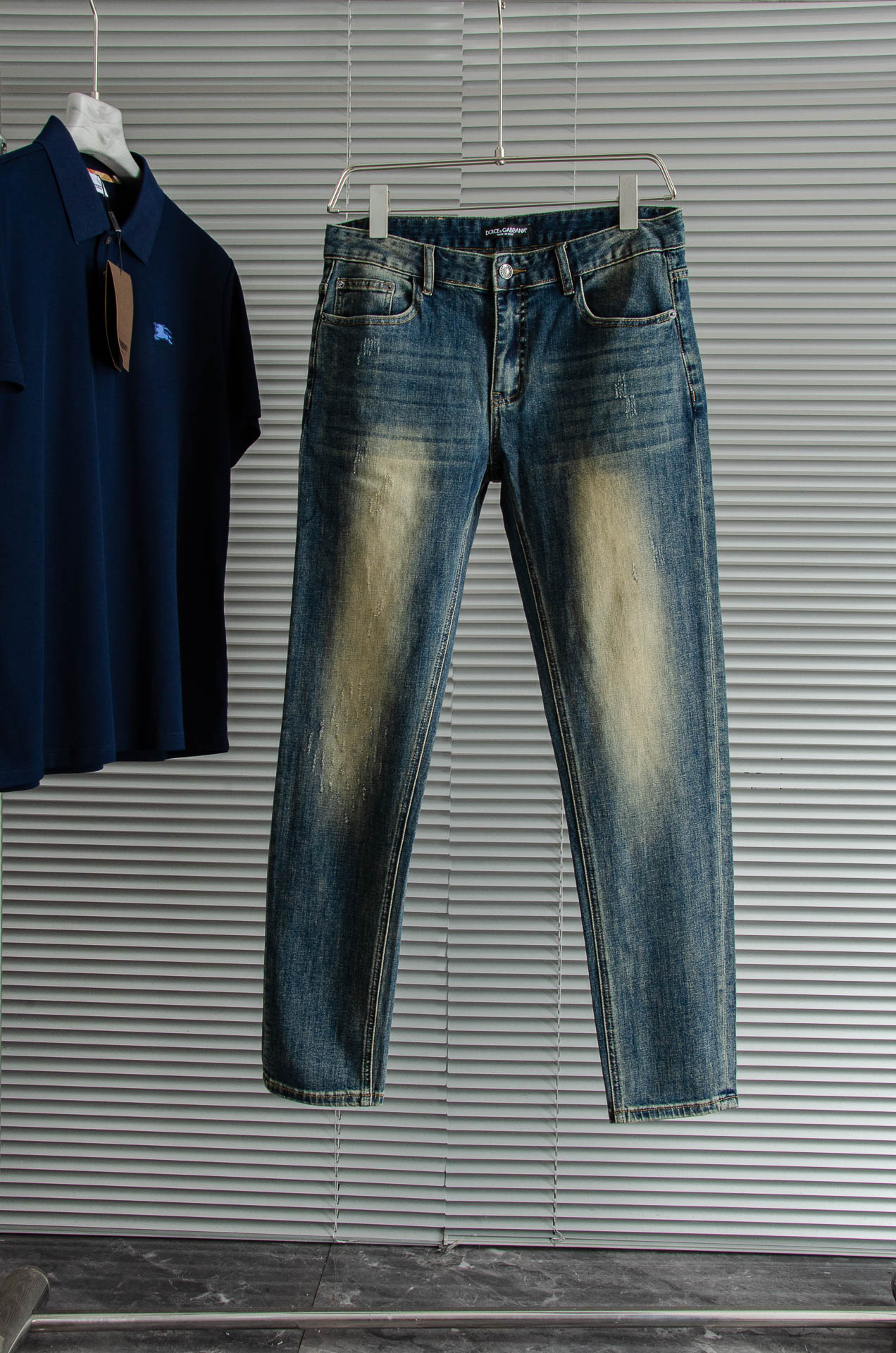Dolce & Gabbana Men's Straight-Leg Distressed Denim Jeans - Slim Fit