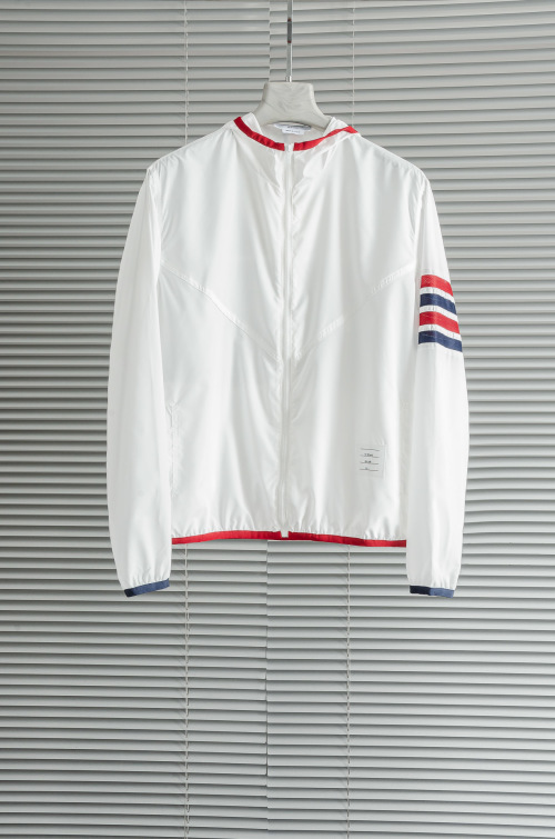 Thom Browne Lightweight Hooded Jacket - Windproof, Sun Protective Outerwear 1 Thom Browne Lightweight Hooded Jacket - Windproof, Sun Protective Outerwear