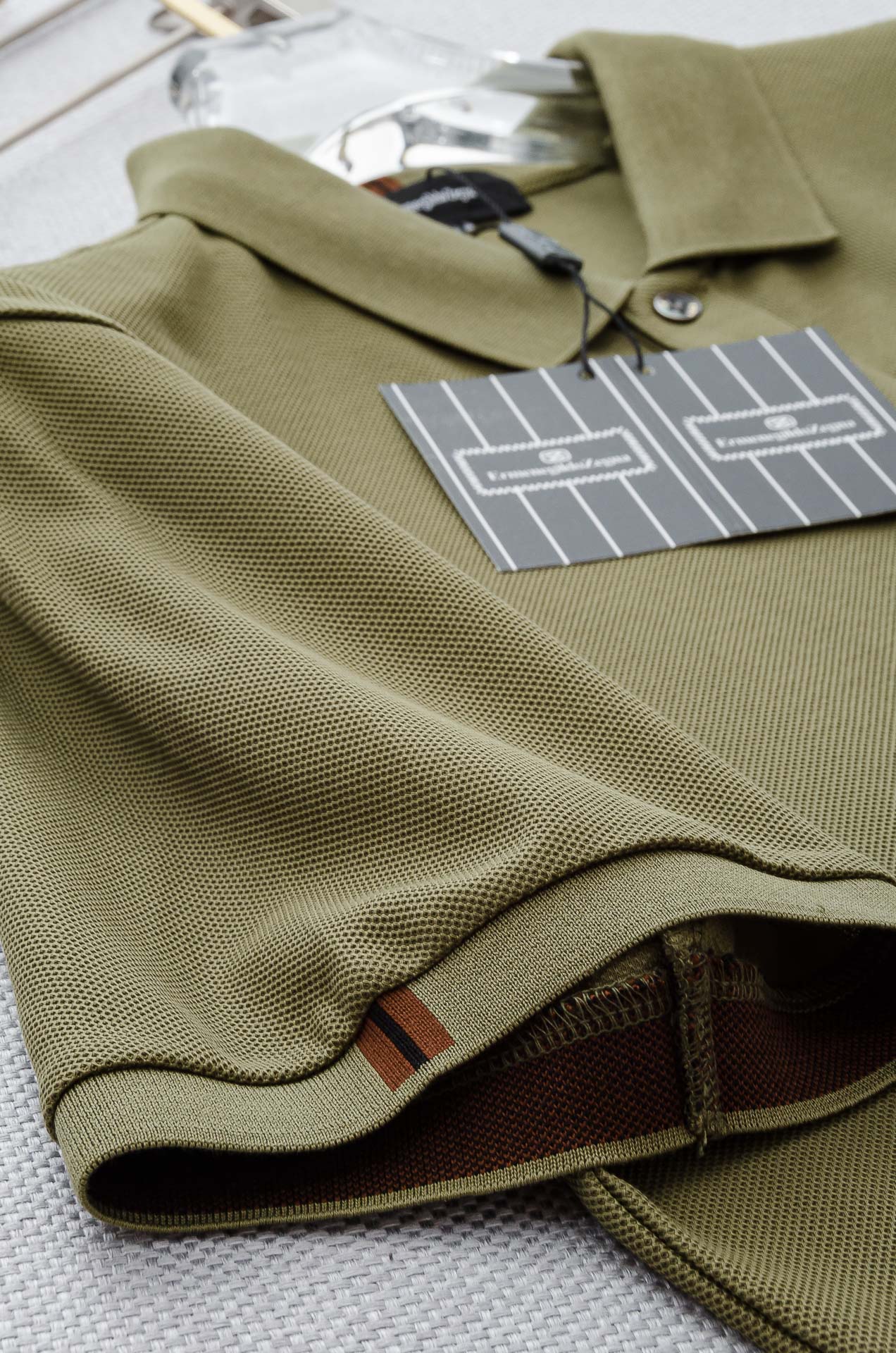 zeg#* an 杰/尼/亚2025SS六角蜂窝状珠地纹路肌理进口Pima匹马长绒棉（棉中贵族）定织罗纹