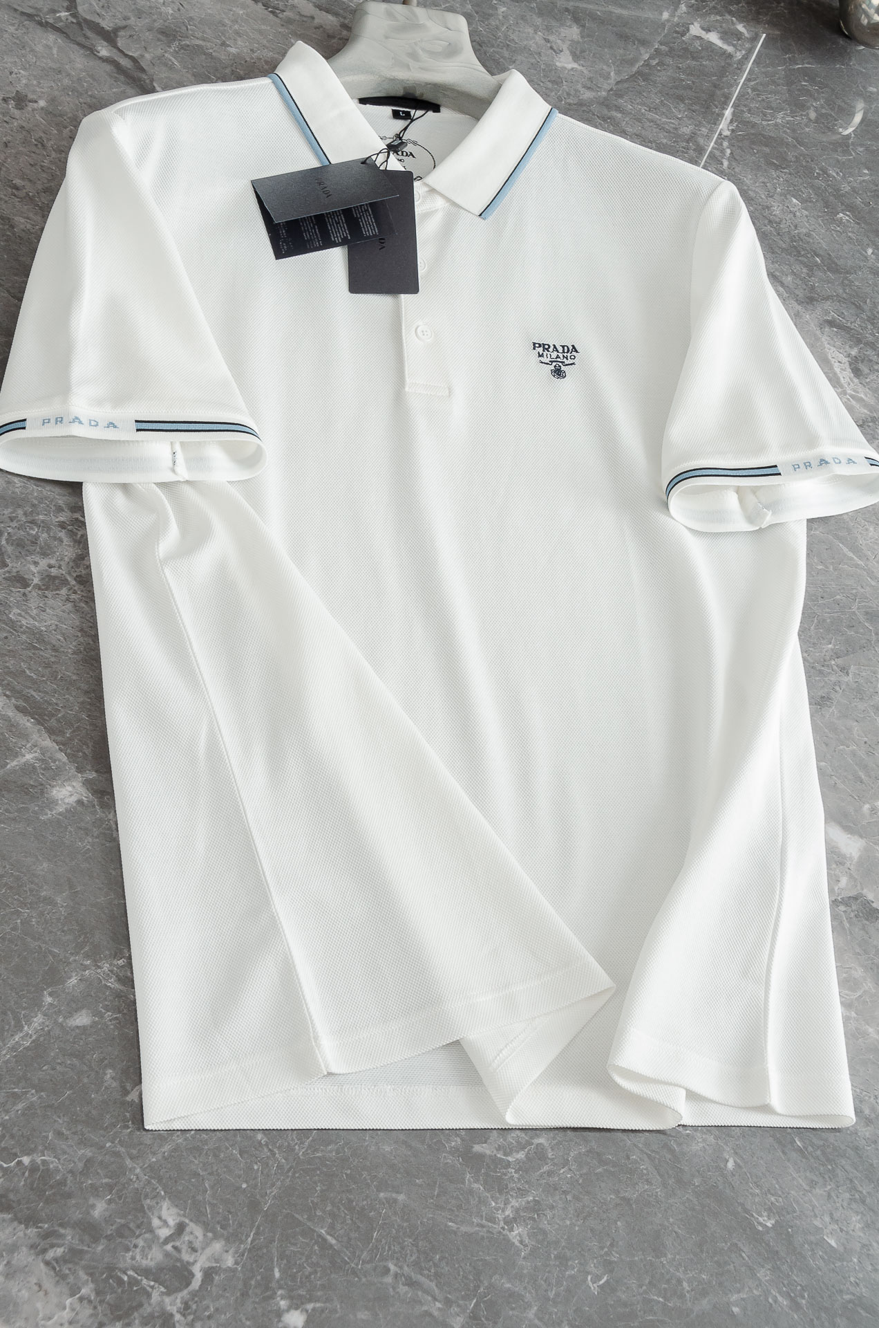 PRAD#A 普拉#达2025//男士商务休闲纯色翻领短袖POLO衫#客供进口100%珠地棉面料，甄选上