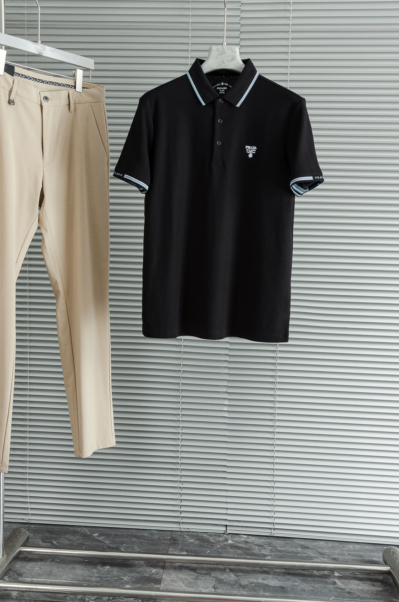 PRAD#A 普拉#达2025//男士商务休闲纯色翻领短袖POLO衫#客供进口100%珠地棉面料，甄选上