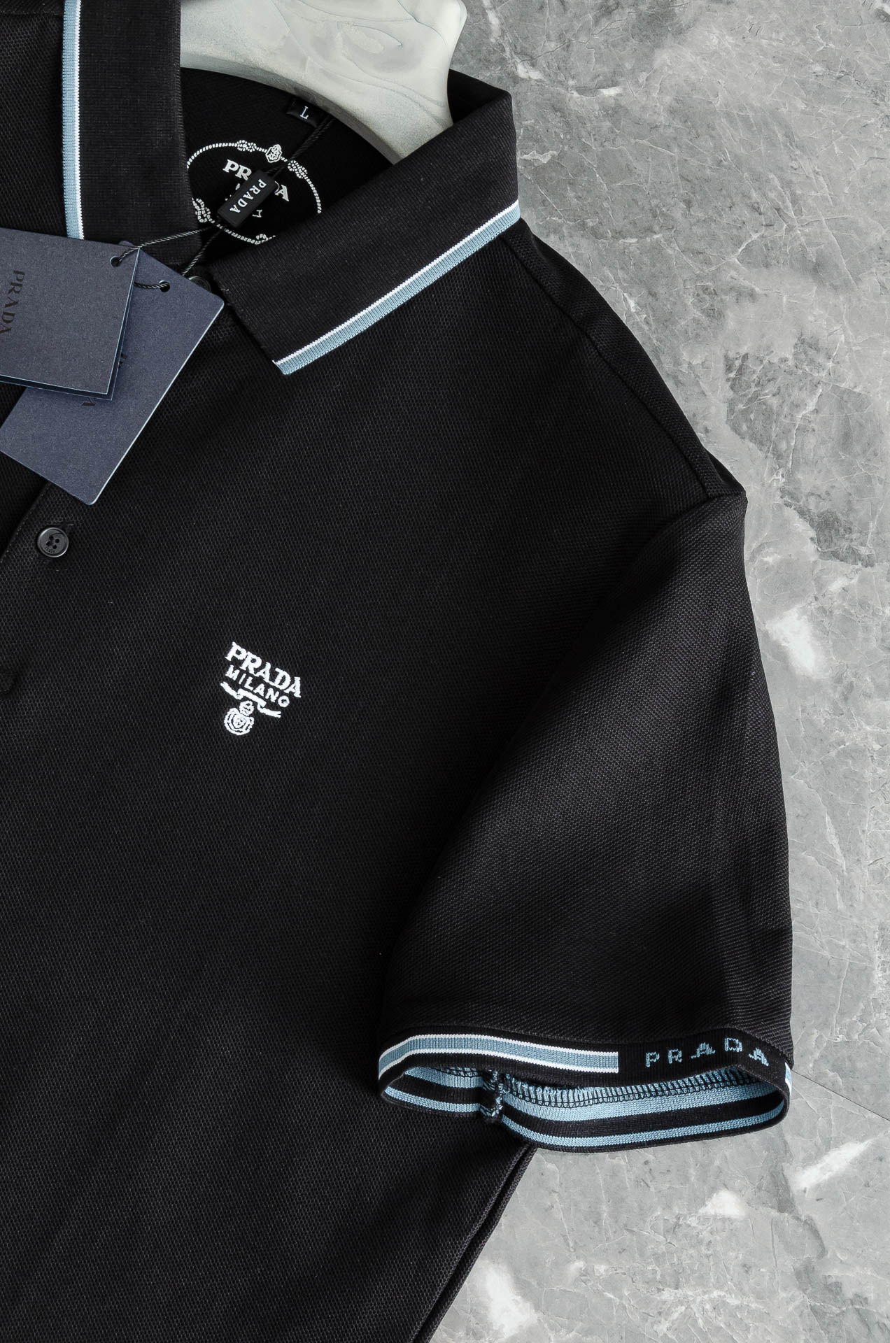 PRAD#A 普拉#达2025//男士商务休闲纯色翻领短袖POLO衫#客供进口100%珠地棉面料，甄选上