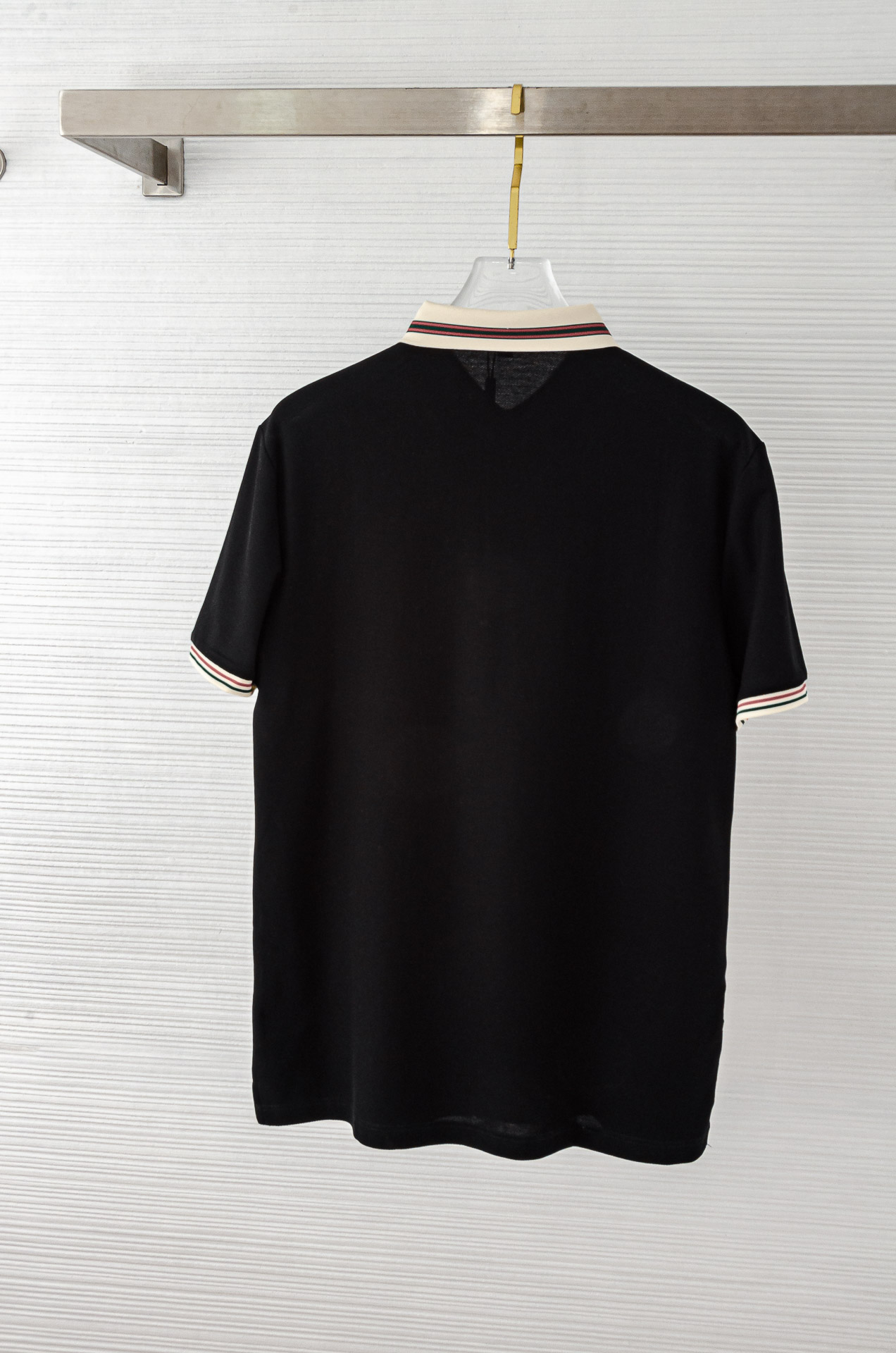 Gu#* cci 古/驰2025//男士商务休闲纯色翻领短袖POLO衫#客供进口100%珠地棉面料，甄选