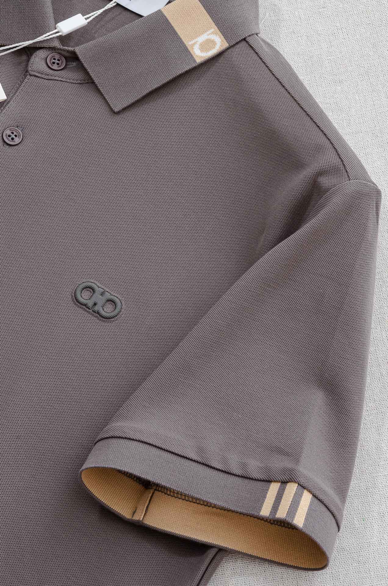 菲拉格慕 2025//男士商务休闲纯色翻领短袖POLO衫#客供进口100%珠地棉面料，甄选上等长绒棉花原