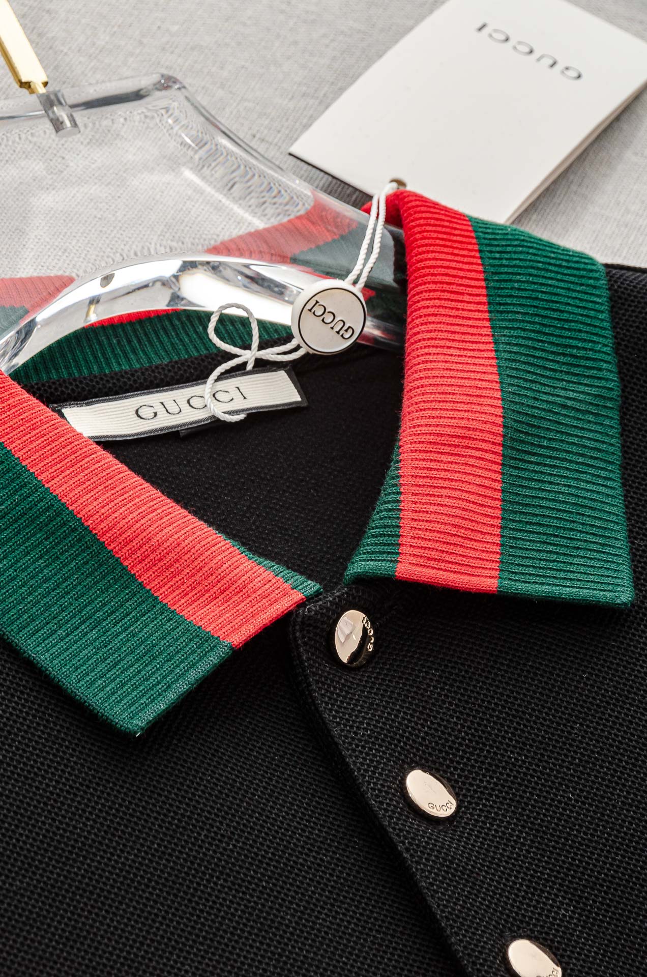 Gu#* cci 古/驰2025//男士商务休闲纯色翻领短袖POLO衫#客供进口100%珠地棉面料，甄选