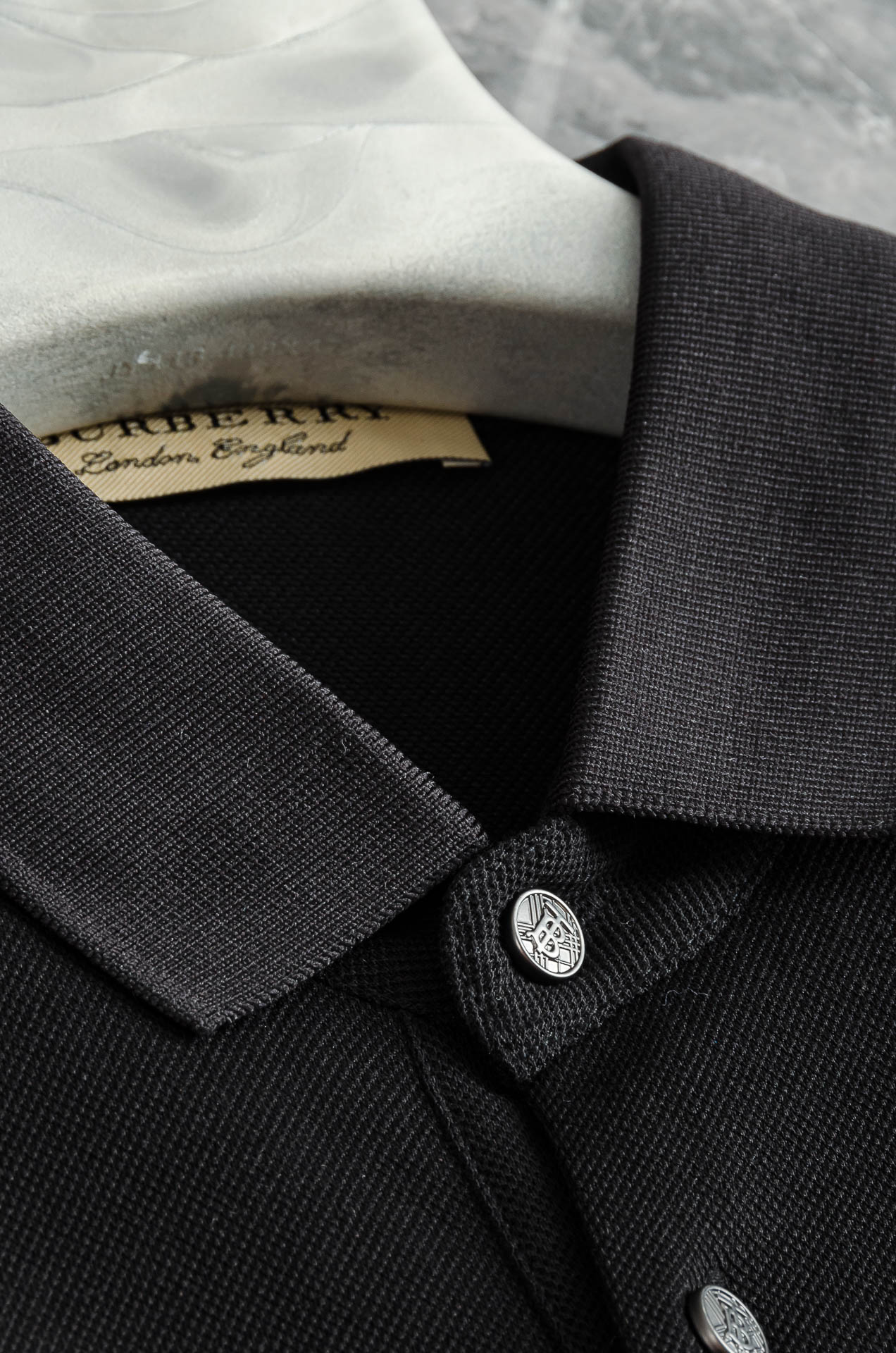 BBR 巴宝莉2025SS客供精梳棉+再生纤维素纤维网眼珠地丝光处理丝滑透气凉爽定织翻领男士商务休闲短袖