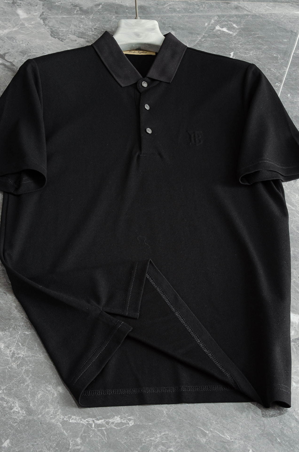 BBR 巴宝莉2025SS客供精梳棉+再生纤维素纤维网眼珠地丝光处理丝滑透气凉爽定织翻领男士商务休闲短袖