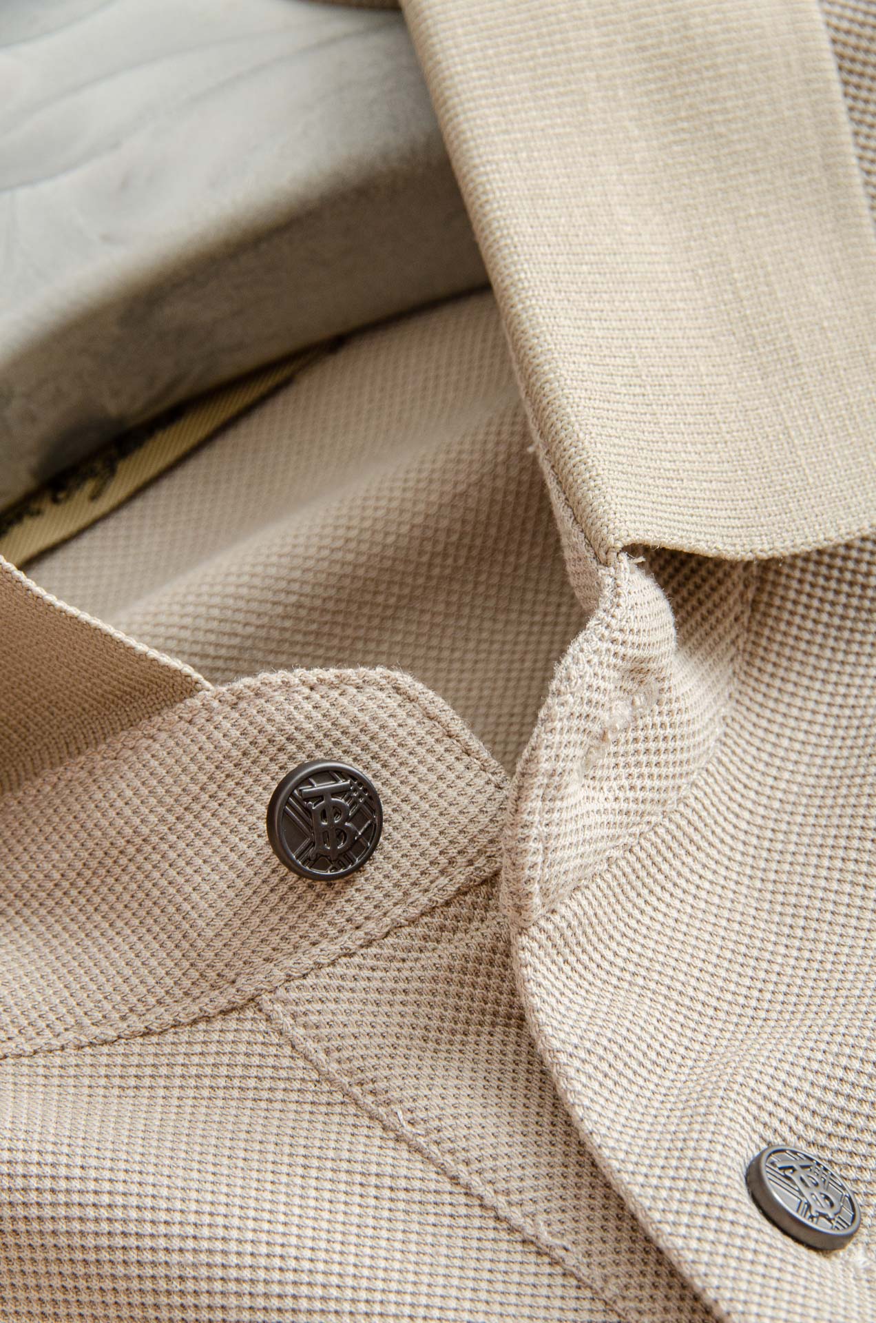 BBR 巴宝莉2025SS客供精梳棉+再生纤维素纤维网眼珠地丝光处理丝滑透气凉爽定织翻领男士商务休闲短袖