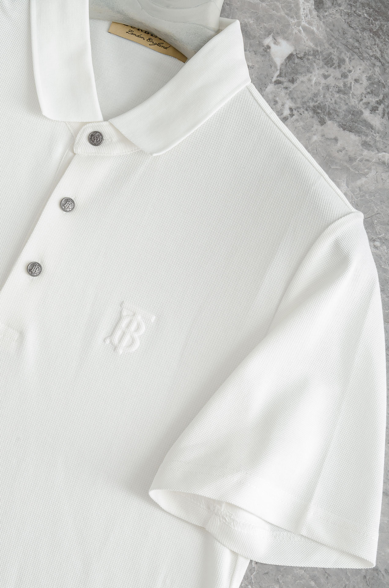 BBR 巴宝莉2025SS客供精梳棉+再生纤维素纤维网眼珠地丝光处理丝滑透气凉爽定织翻领男士商务休闲短袖