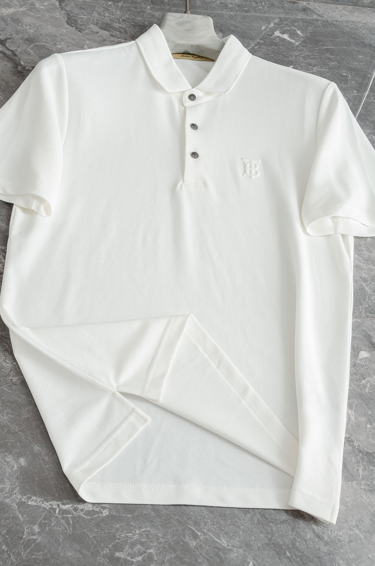 BBR 巴宝莉2025SS客供精梳棉+再生纤维素纤维网眼珠地丝光处理丝滑透气凉爽定织翻领男士商务休闲短袖