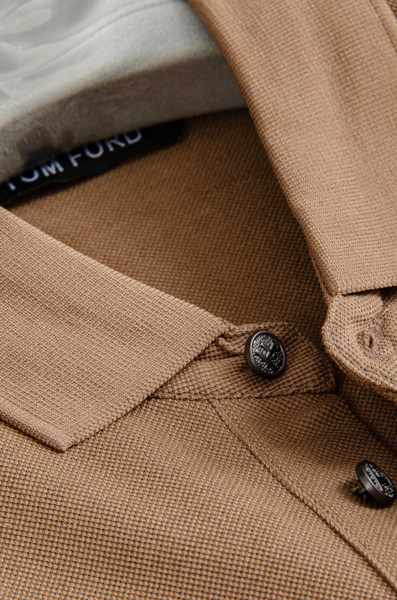 TF 2025SS客供精梳棉+再生纤维素纤维网眼珠地丝光处理丝滑透气凉爽定织翻领男士商务休闲短袖POLO