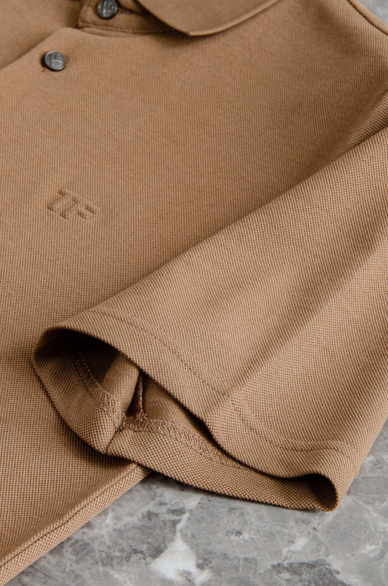 TF 2025SS客供精梳棉+再生纤维素纤维网眼珠地丝光处理丝滑透气凉爽定织翻领男士商务休闲短袖POLO