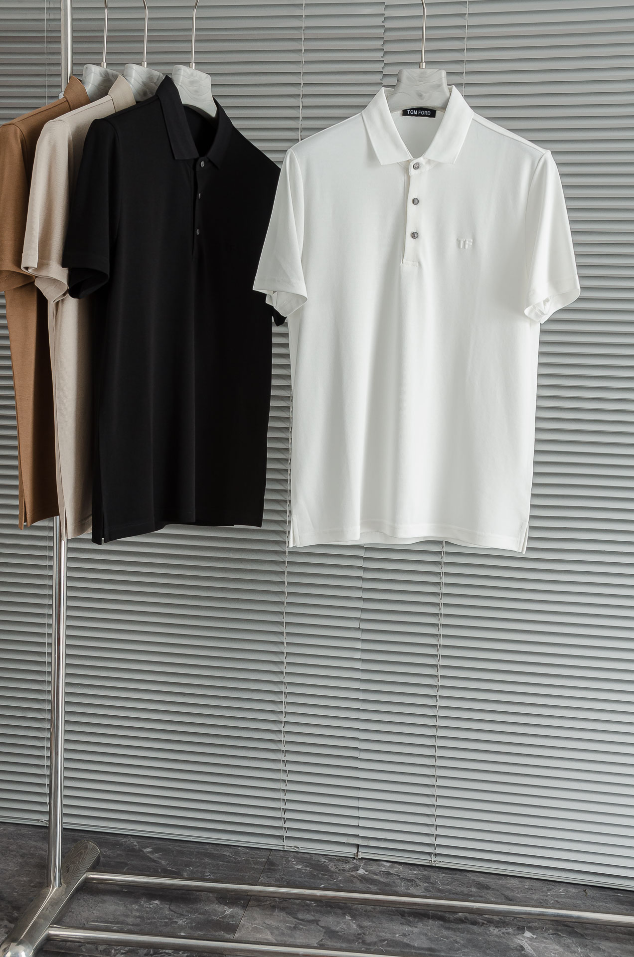 TF 2025SS客供精梳棉+再生纤维素纤维网眼珠地丝光处理丝滑透气凉爽定织翻领男士商务休闲短袖POLO