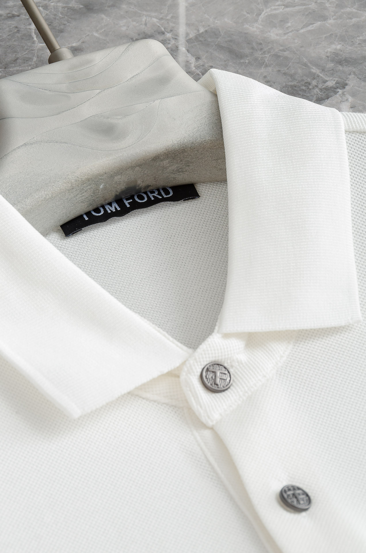 TF 2025SS客供精梳棉+再生纤维素纤维网眼珠地丝光处理丝滑透气凉爽定织翻领男士商务休闲短袖POLO