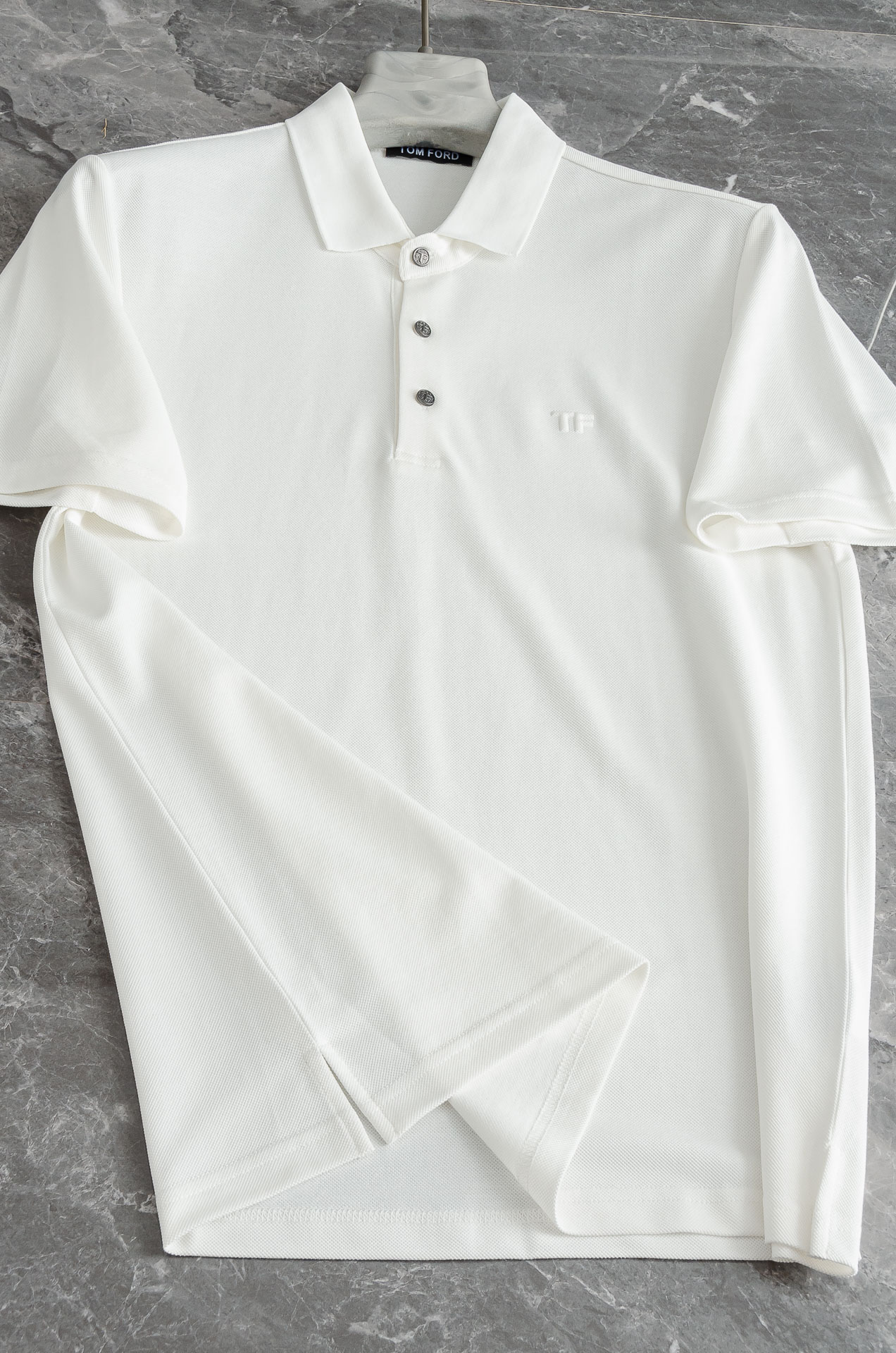 TF 2025SS客供精梳棉+再生纤维素纤维网眼珠地丝光处理丝滑透气凉爽定织翻领男士商务休闲短袖POLO