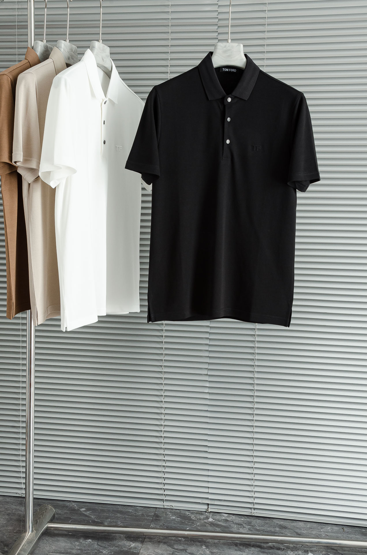 TF 2025SS客供精梳棉+再生纤维素纤维网眼珠地丝光处理丝滑透气凉爽定织翻领男士商务休闲短袖POLO