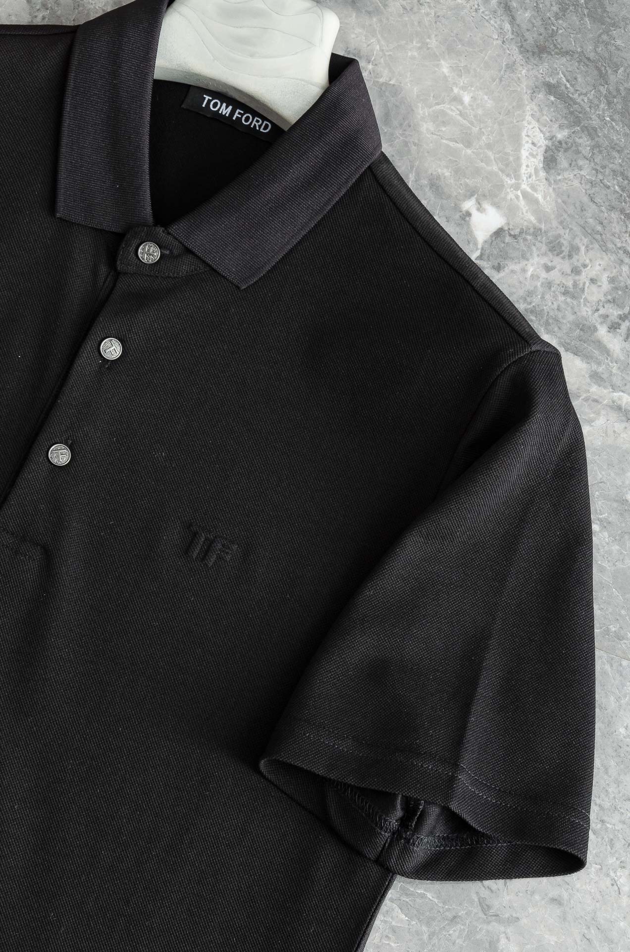 TF 2025SS客供精梳棉+再生纤维素纤维网眼珠地丝光处理丝滑透气凉爽定织翻领男士商务休闲短袖POLO