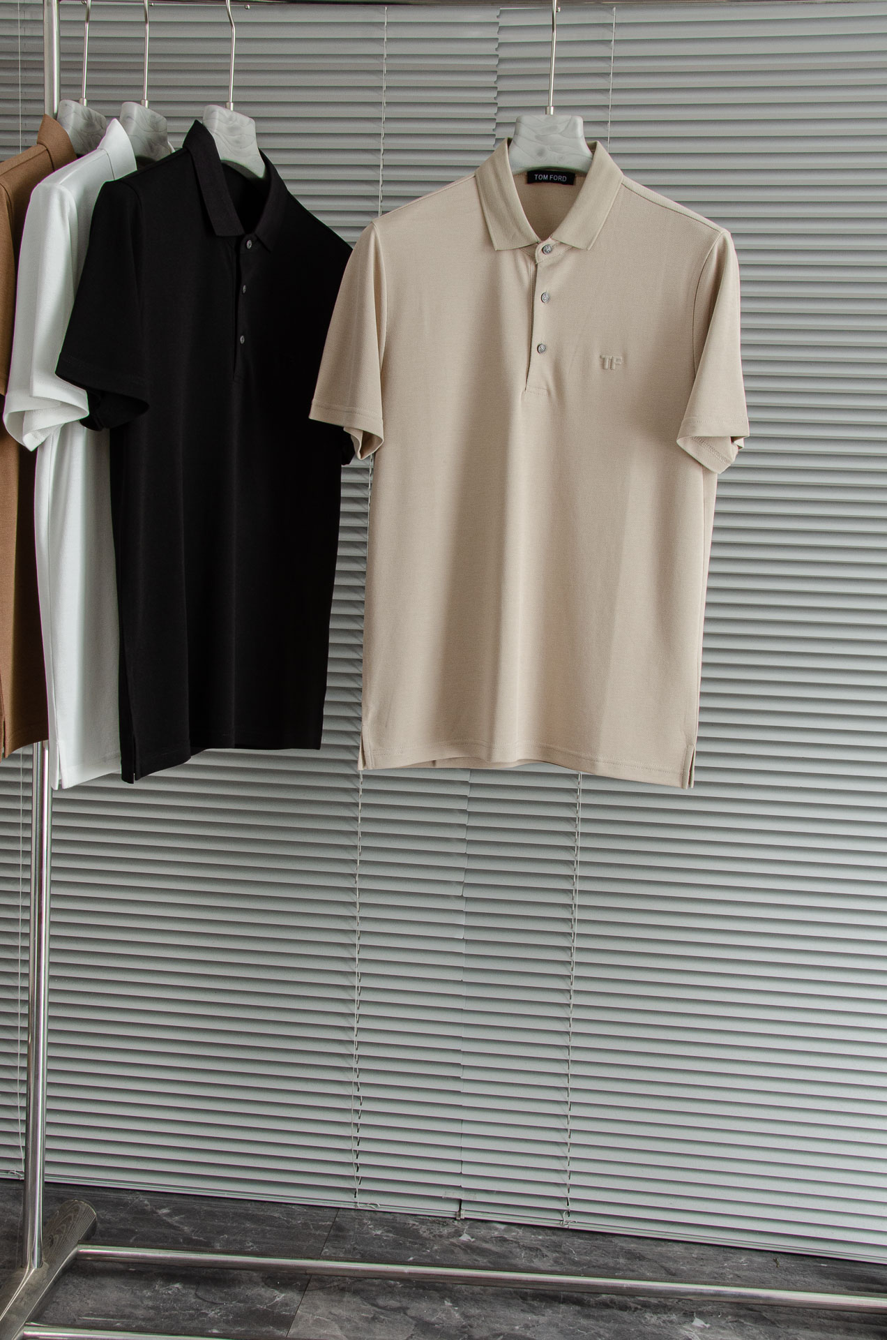 TF 2025SS客供精梳棉+再生纤维素纤维网眼珠地丝光处理丝滑透气凉爽定织翻领男士商务休闲短袖POLO