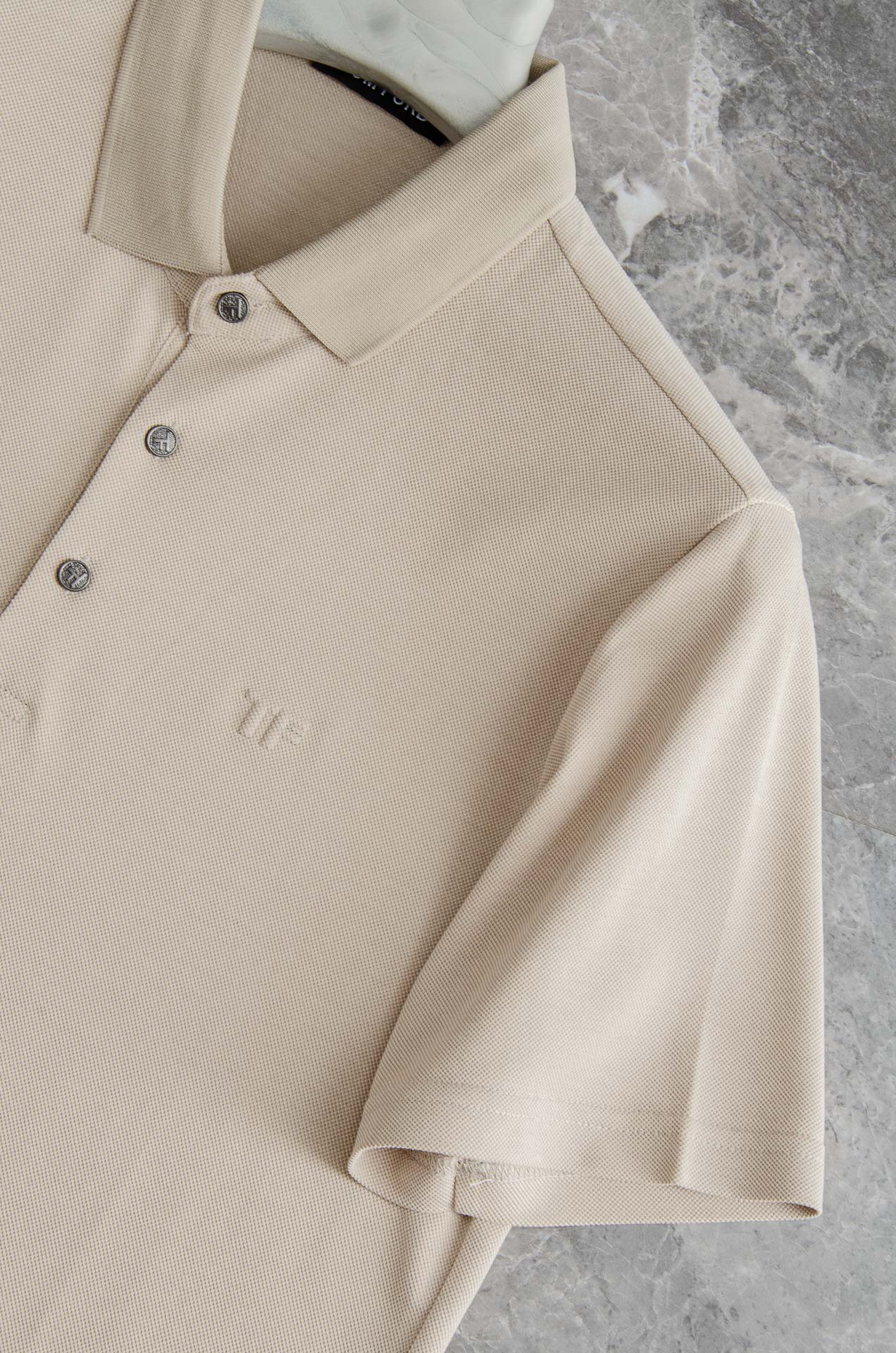 TF 2025SS客供精梳棉+再生纤维素纤维网眼珠地丝光处理丝滑透气凉爽定织翻领男士商务休闲短袖POLO