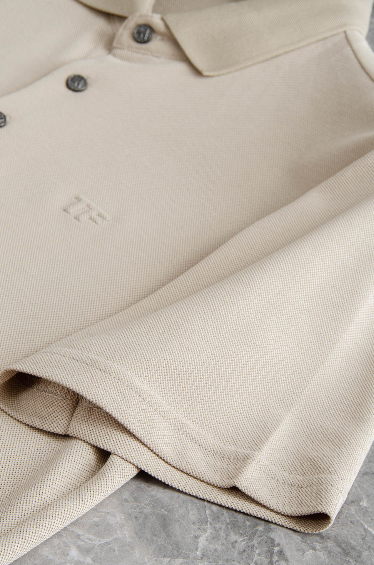 TF 2025SS客供精梳棉+再生纤维素纤维网眼珠地丝光处理丝滑透气凉爽定织翻领男士商务休闲短袖POLO