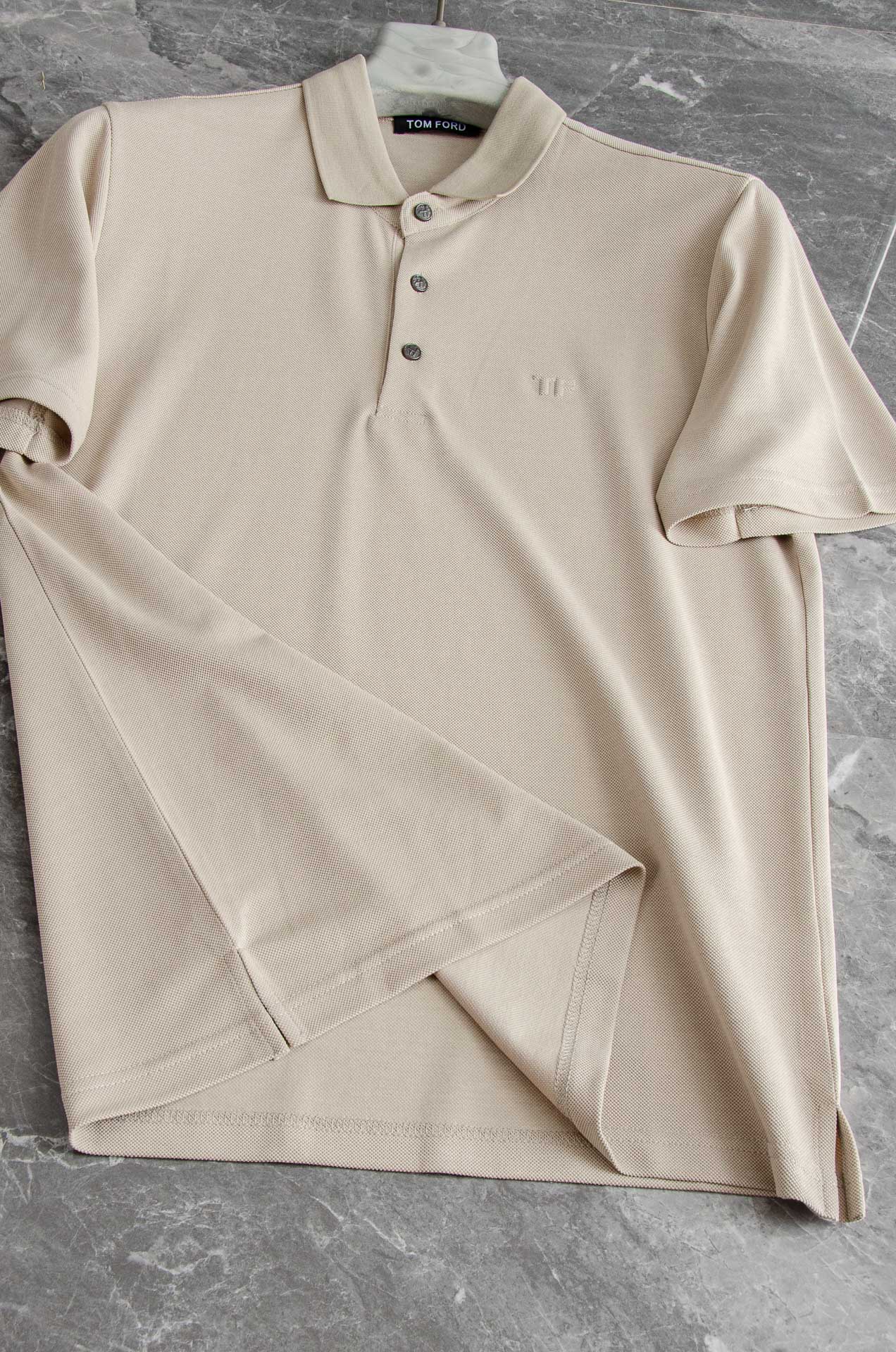 TF 2025SS客供精梳棉+再生纤维素纤维网眼珠地丝光处理丝滑透气凉爽定织翻领男士商务休闲短袖POLO