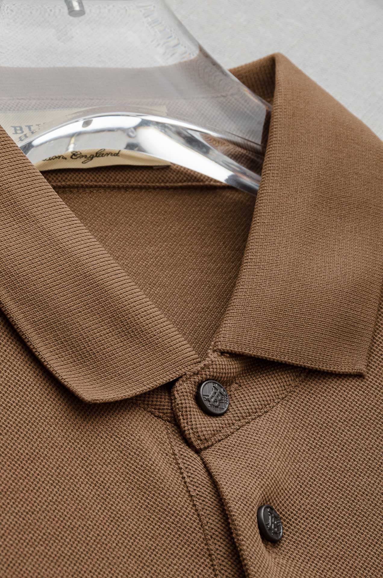 Burberry 巴宝莉2026SS客供精梳棉+再生纤维素纤维网眼珠地丝光处理丝滑透气凉爽定织翻领男士商