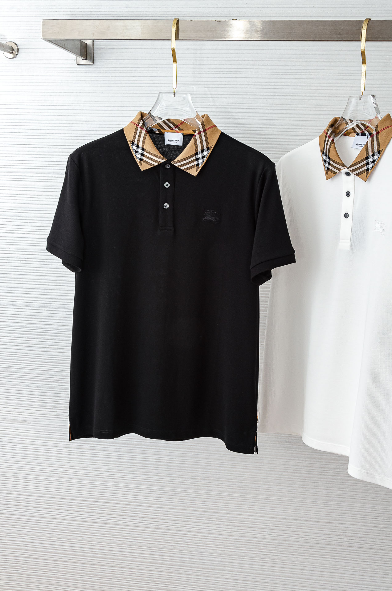 Burberry 巴宝莉 2025//男士商务休闲纯色翻领短袖POLO衫#客供进口100%珠地棉面料，甄