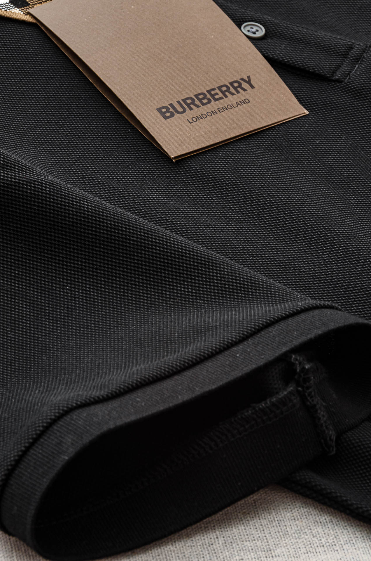 Burberry 巴宝莉 2025//男士商务休闲纯色翻领短袖POLO衫#客供进口100%珠地棉面料，甄