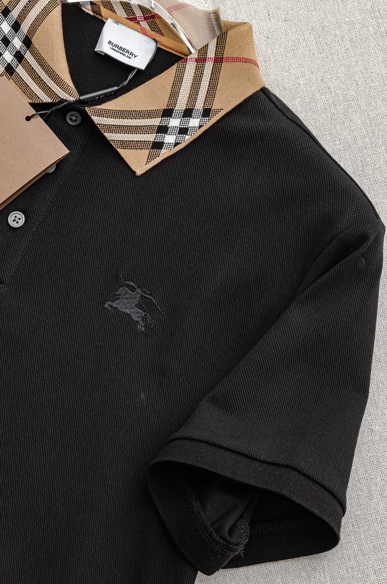 Burberry 巴宝莉 2025//男士商务休闲纯色翻领短袖POLO衫#客供进口100%珠地棉面料，甄