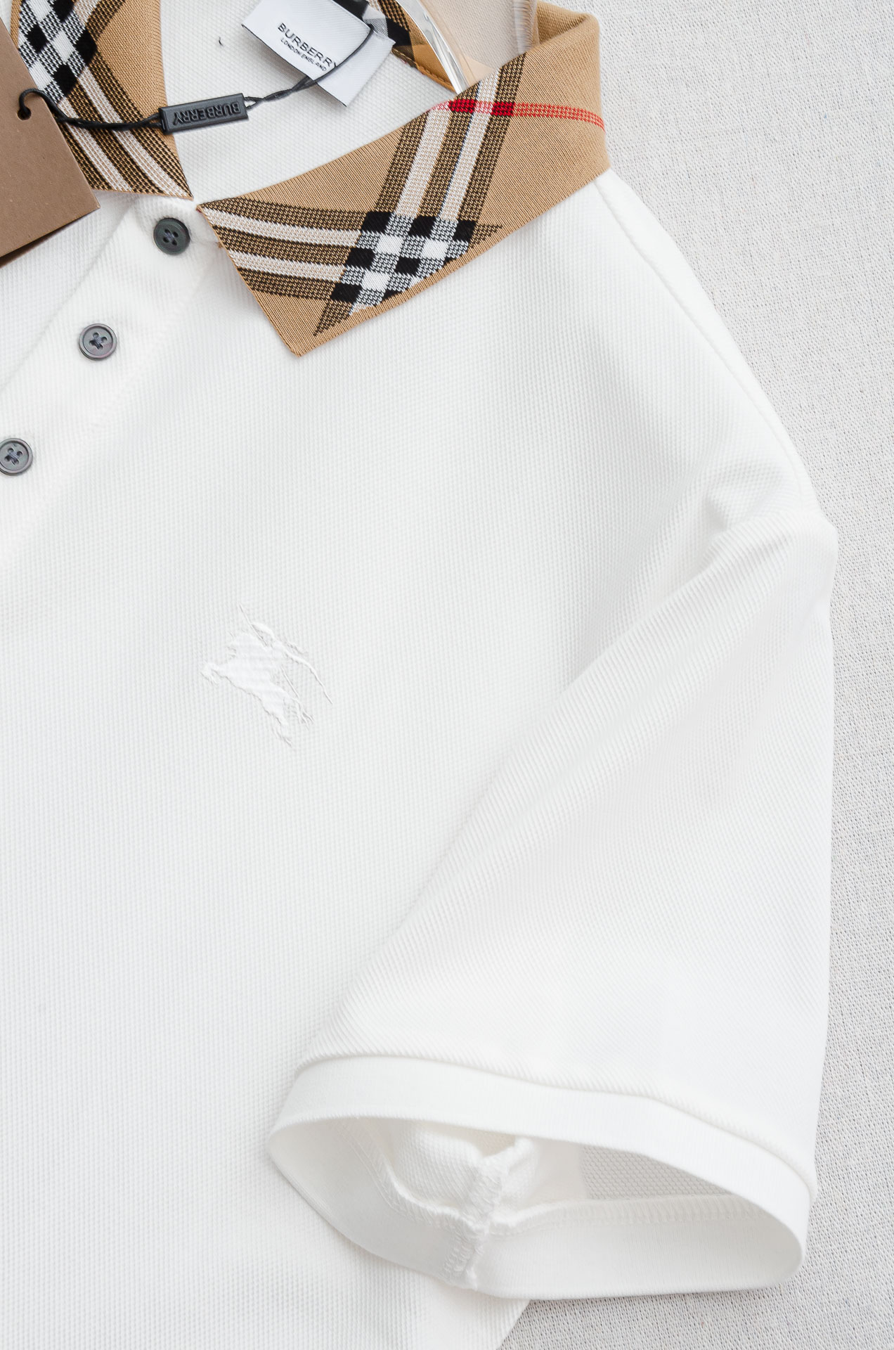 Burberry 巴宝莉 2025//男士商务休闲纯色翻领短袖POLO衫#客供进口100%珠地棉面料，甄