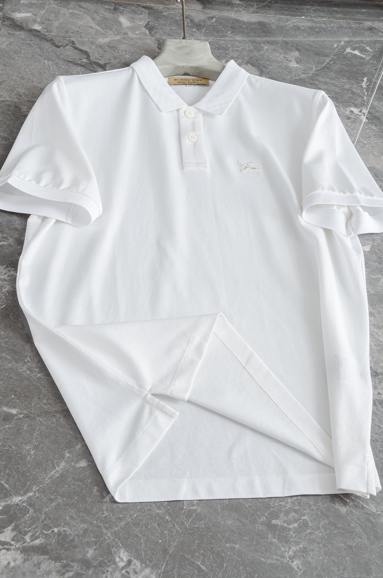 BURBER*RY 巴宝莉25SS春夏新款网眼珠地液氨处理工艺Polo衫，男士经典条纹撞色翻领商务休闲短