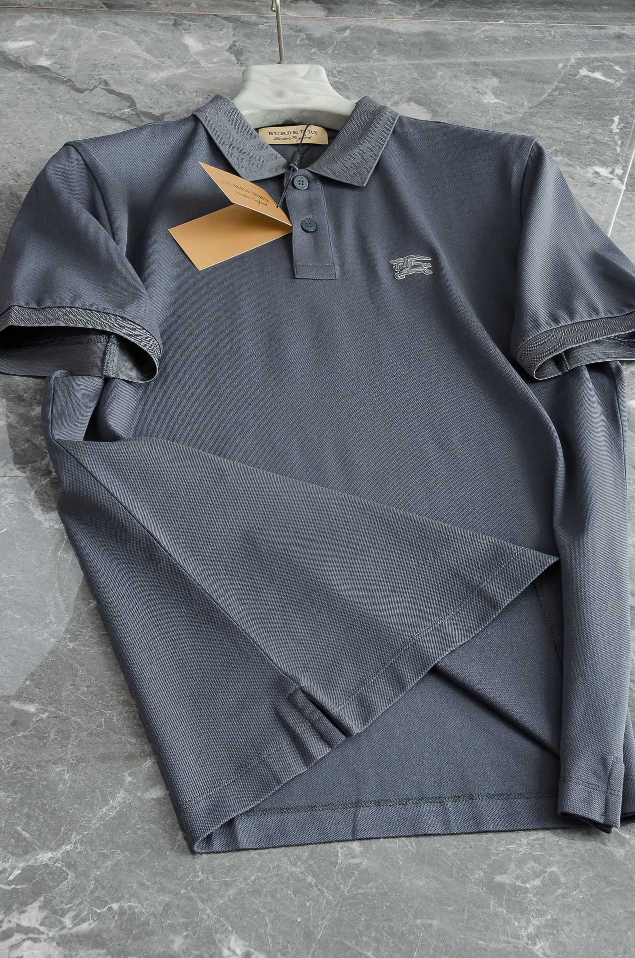 BURBER*RY 巴宝莉25SS春夏新款网眼珠地液氨处理工艺Polo衫，男士经典条纹撞色翻领商务休闲短